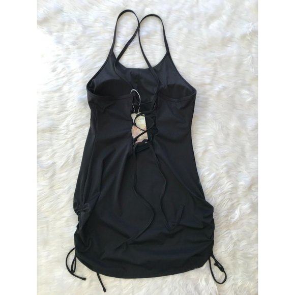 NWOT - HALARA Lace Up Back Ruched Sides Bodycon Active Dress Built-In Bra - M - Picture 7 of 11